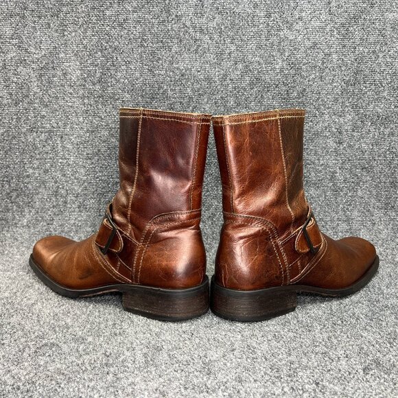 Skechers Motorcycle Boots Men's Size 11 Brown Leather Harness Buckle Square Toe - Picture 6 of 16